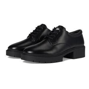 COACH Women's Lyla Platform Leather Derby Flats Shoes Black Size 11